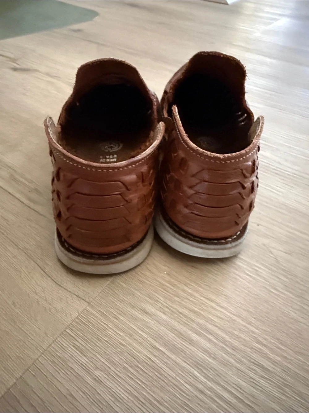 Men's Brown Leather Woven Slip-On Shoes